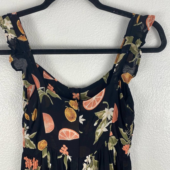 Reformation Beth Black Viscose Fruity Print Mini Dress - Picture 5 of 8